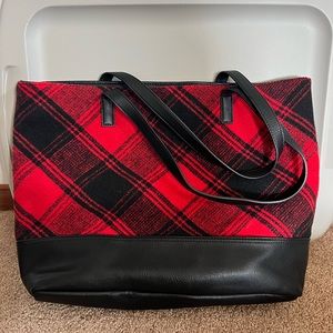 Buffalo plaid tote
